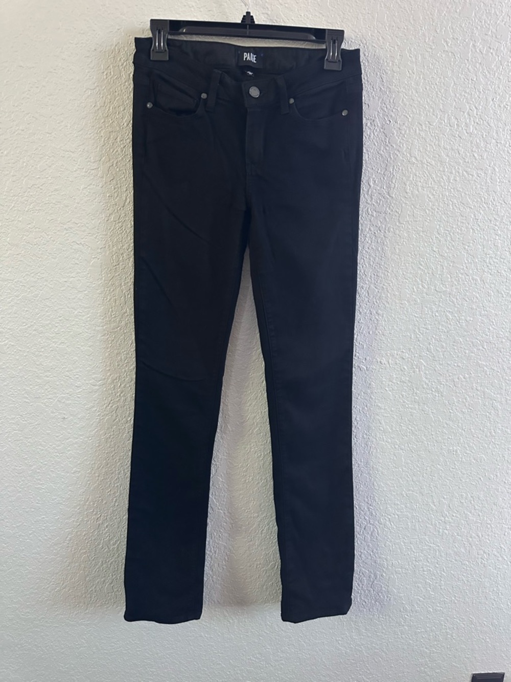 PAIGE Skyline Straight Jeans Black Size 27 Women Mid Rise Stretch Denim USA